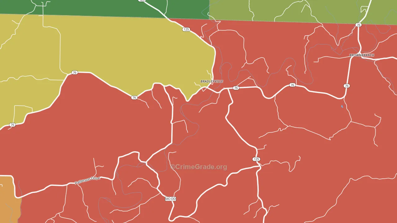 Bradleyville, MO Map of Drug-Related Crime Rates