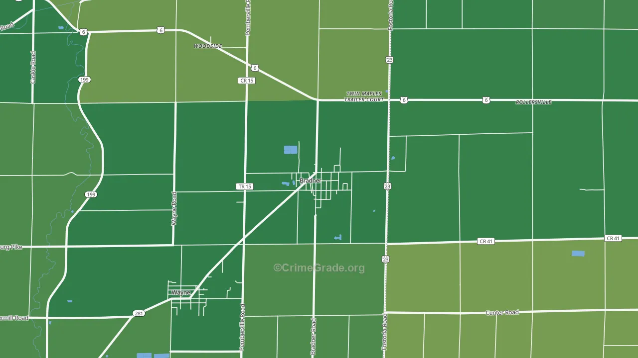 Bradner, OH Map of Drug-Related Crime Rates