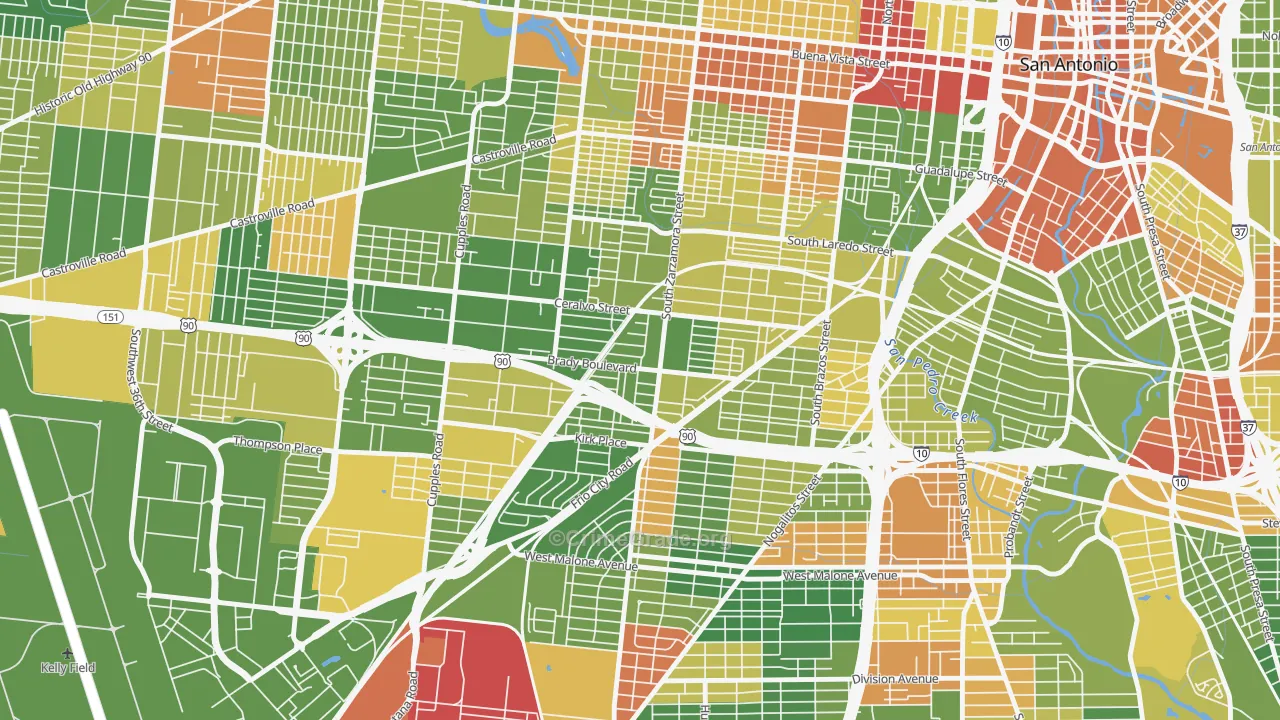 Brady Gardens, San Antonio, TX Map of Drug-Related Crime Rates