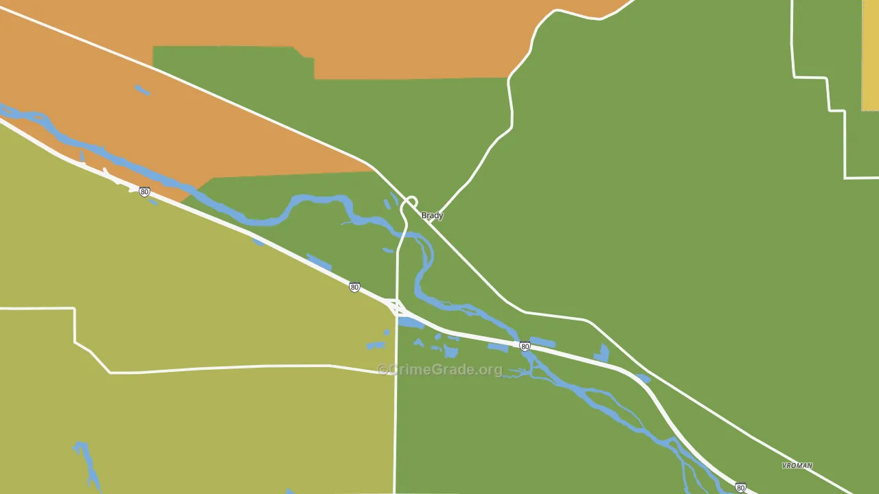 Brady, NE Map of Drug-Related Crime Rates