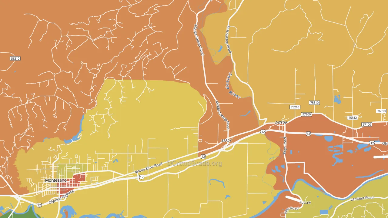 Brady, WA Map of Drug-Related Crime Rates