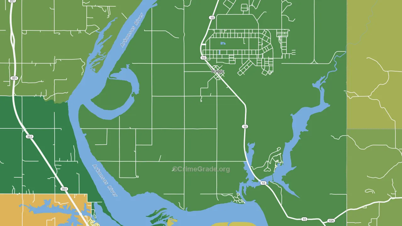 Braggs, OK Map of Drug-Related Crime Rates
