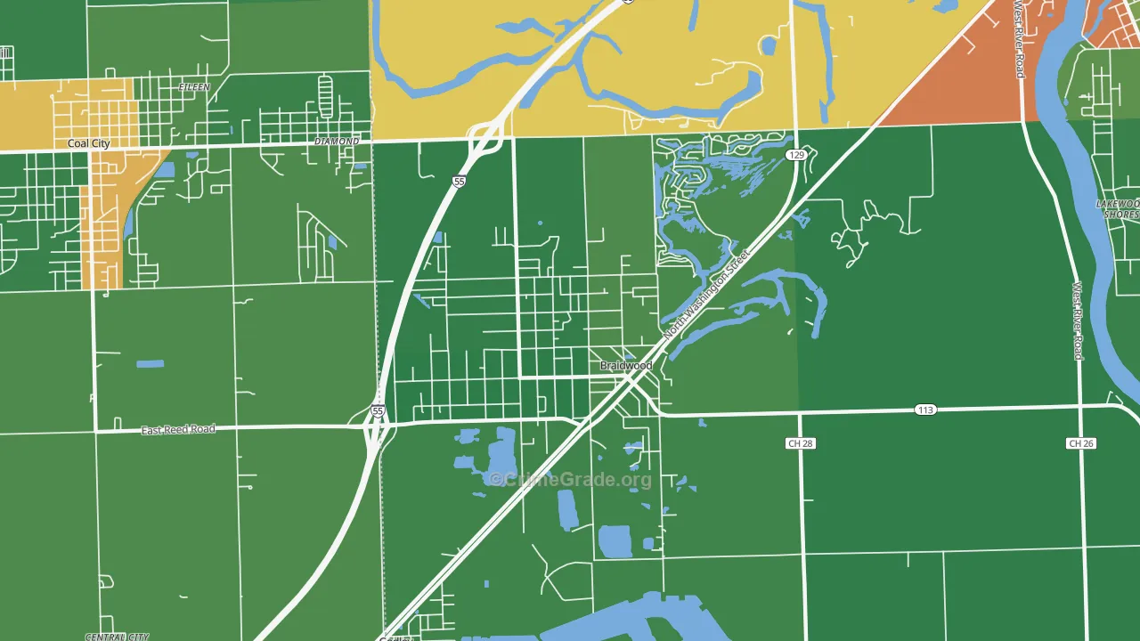 Braidwood, IL Map of Drug-Related Crime Rates