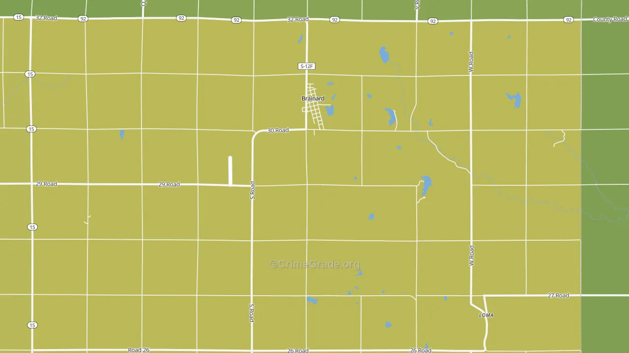 Brainard, NE Map of Drug-Related Crime Rates