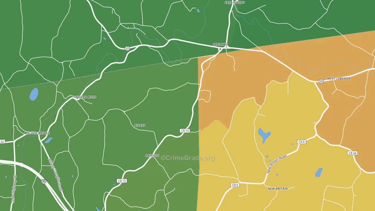 Brainard, NY Map of Drug-Related Crime Rates