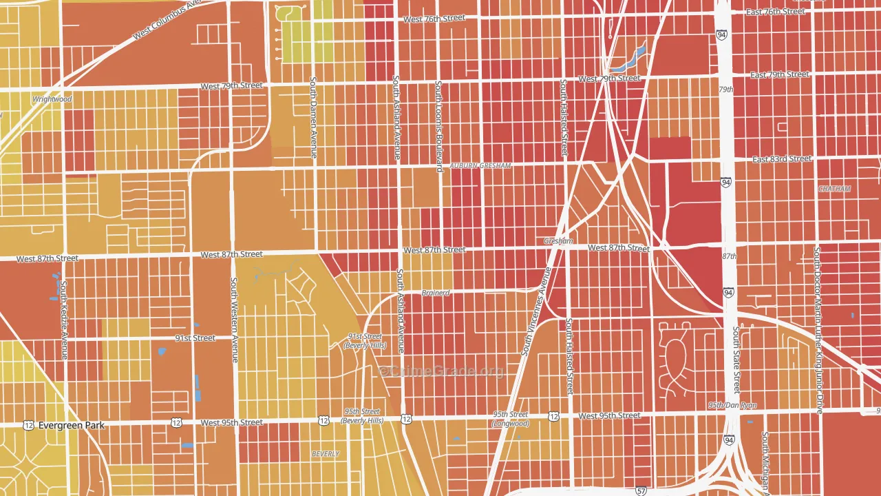 Brainerd, Chicago, IL Map of Drug-Related Crime Rates