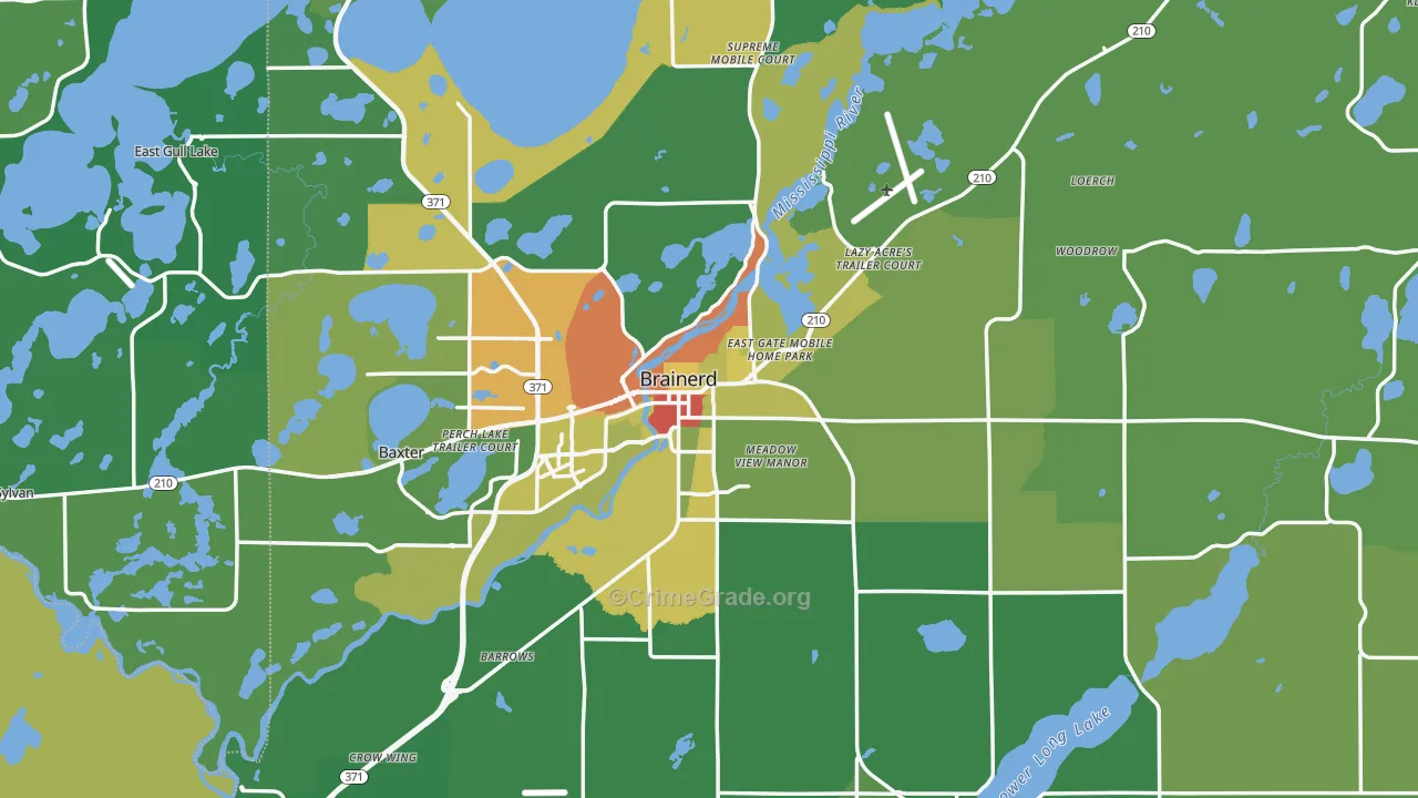 Brainerd, MN Map of Drug-Related Crime Rates