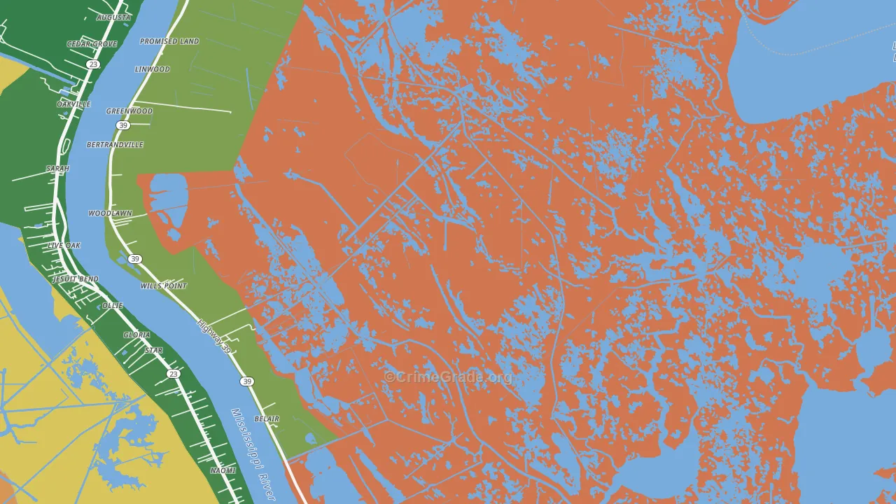 Braithwaite, LA Map of Drug-Related Crime Rates