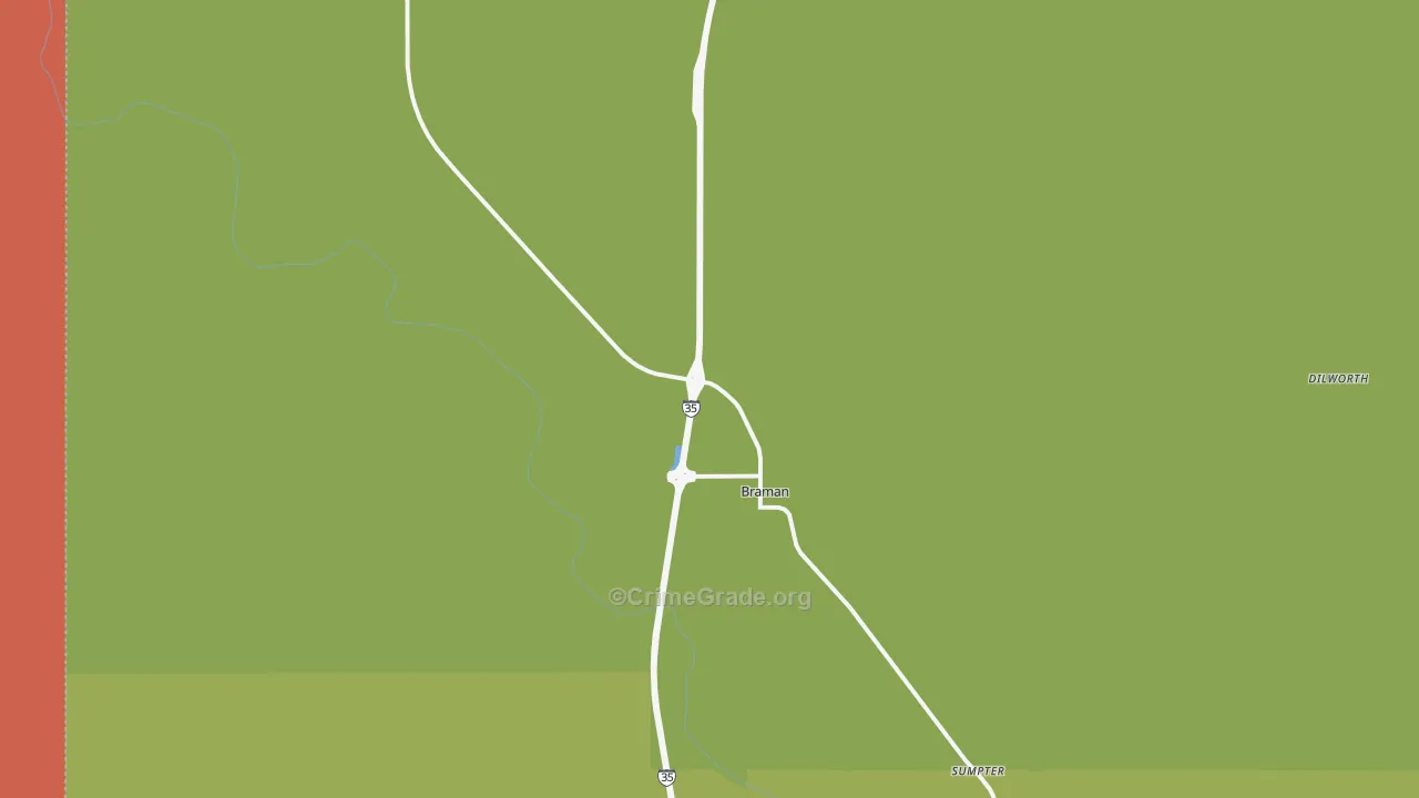 Braman, OK Map of Drug-Related Crime Rates