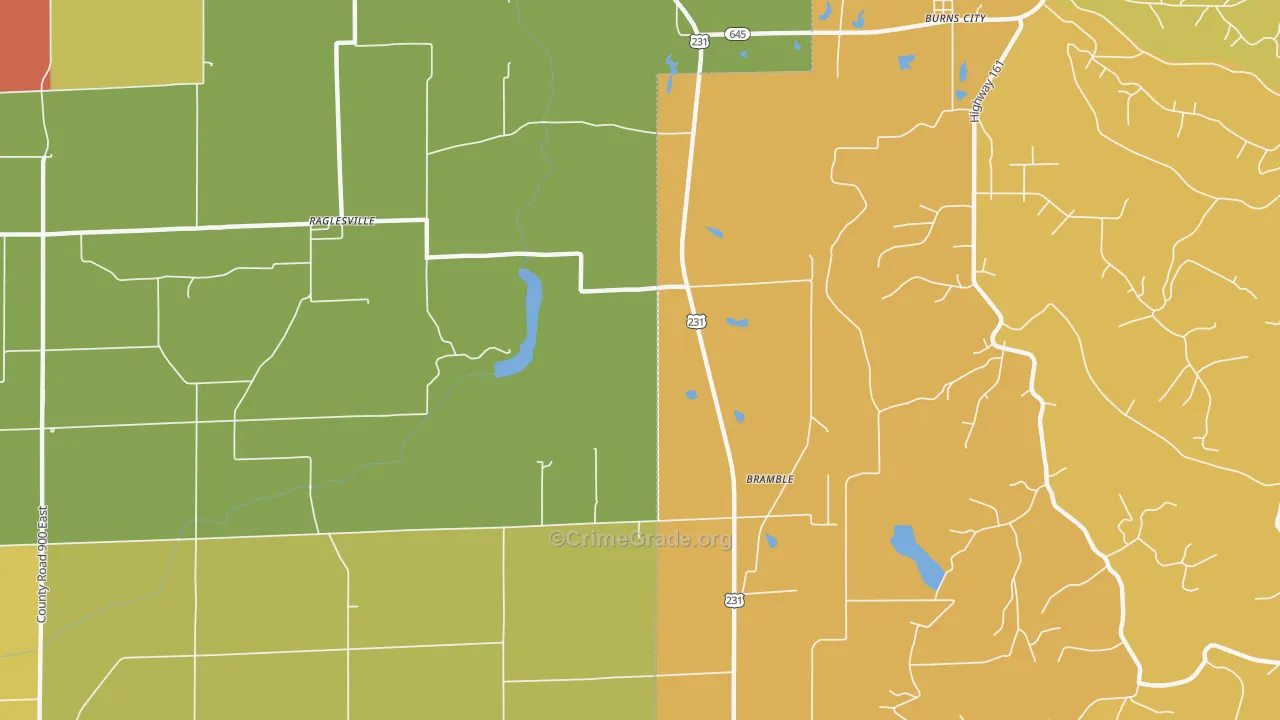 Bramble, IN Map of Drug-Related Crime Rates