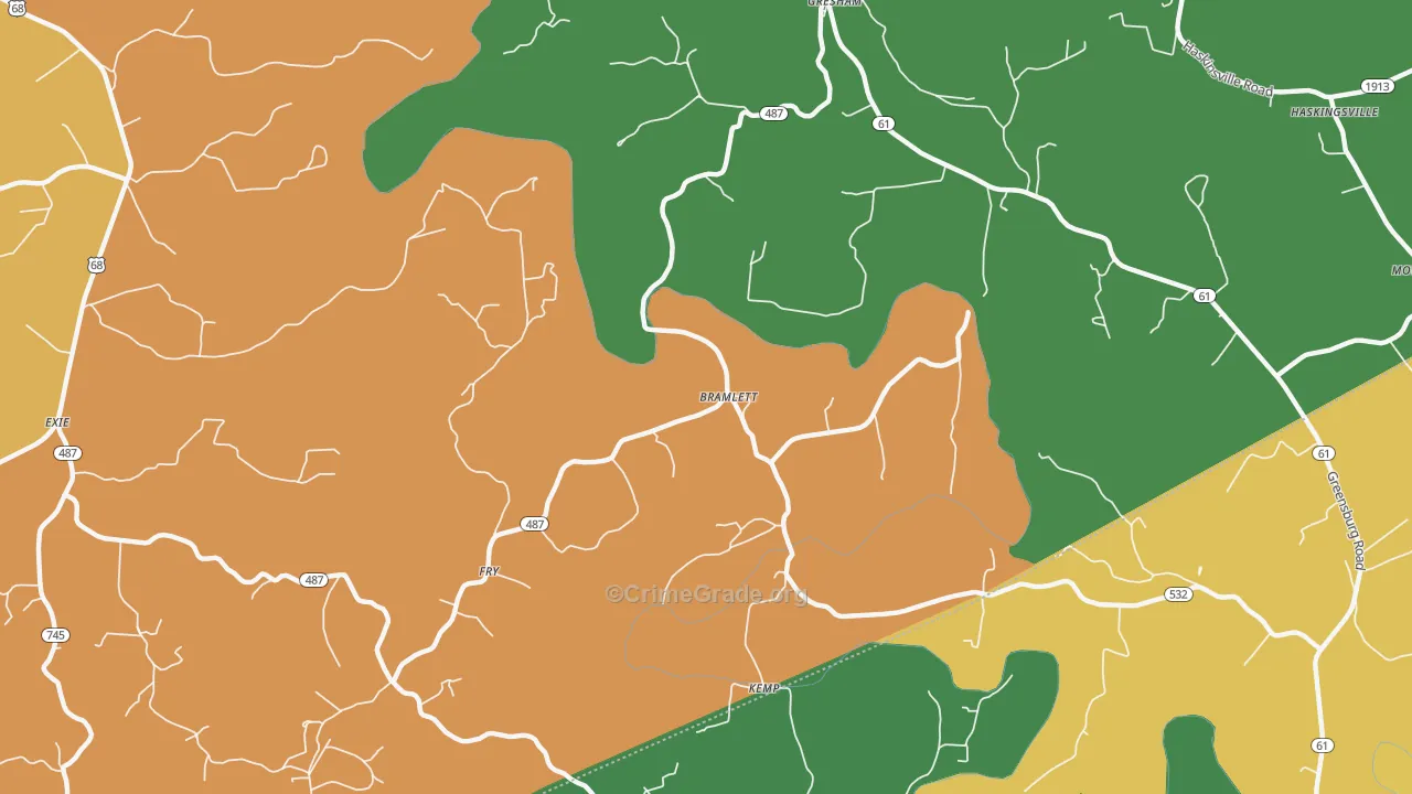 Bramlett, KY Map of Drug-Related Crime Rates