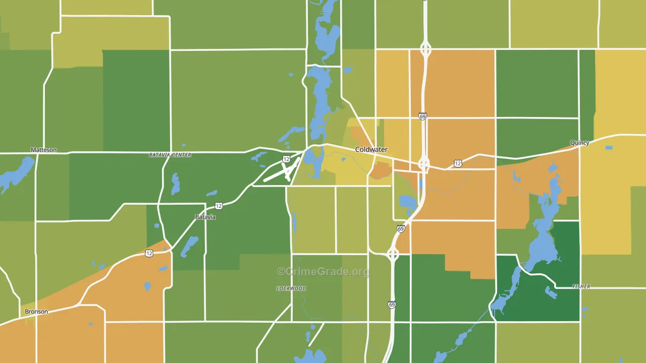 Branch County, MI Map of Drug-Related Crime Rates