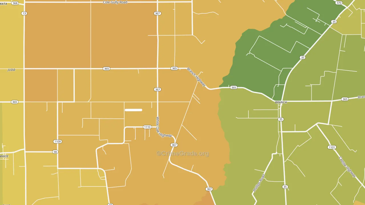 Branch, LA Map of Drug-Related Crime Rates