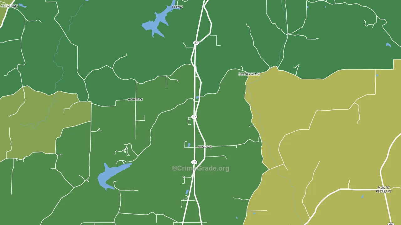 Branchville, IN Map of Drug-Related Crime Rates