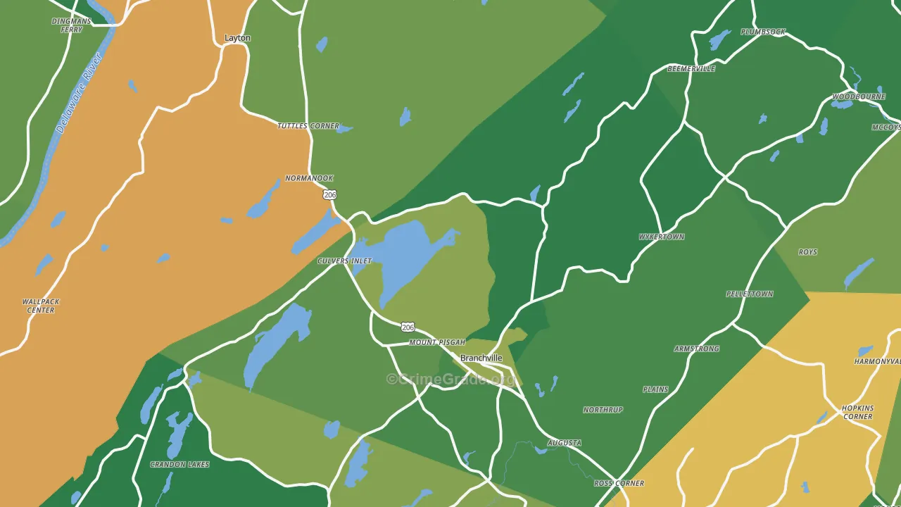 Branchville, NJ Map of Drug-Related Crime Rates