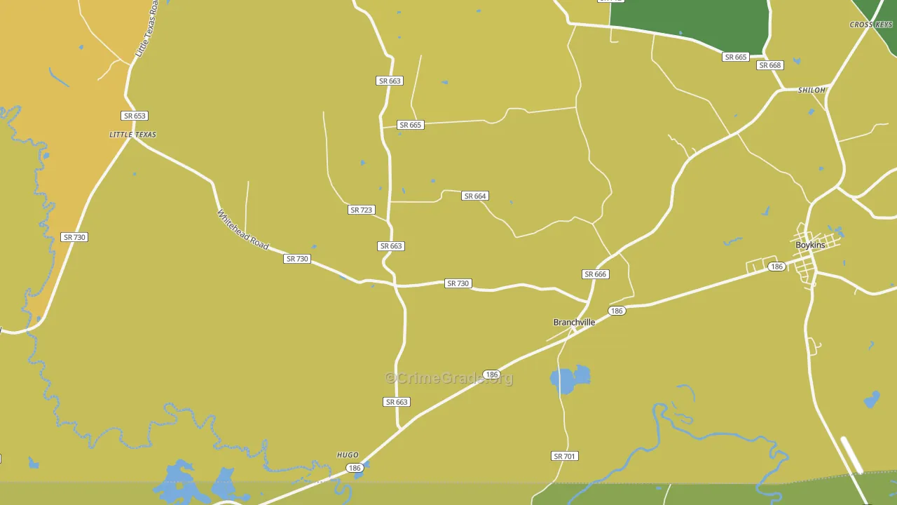 Branchville, VA Map of Drug-Related Crime Rates