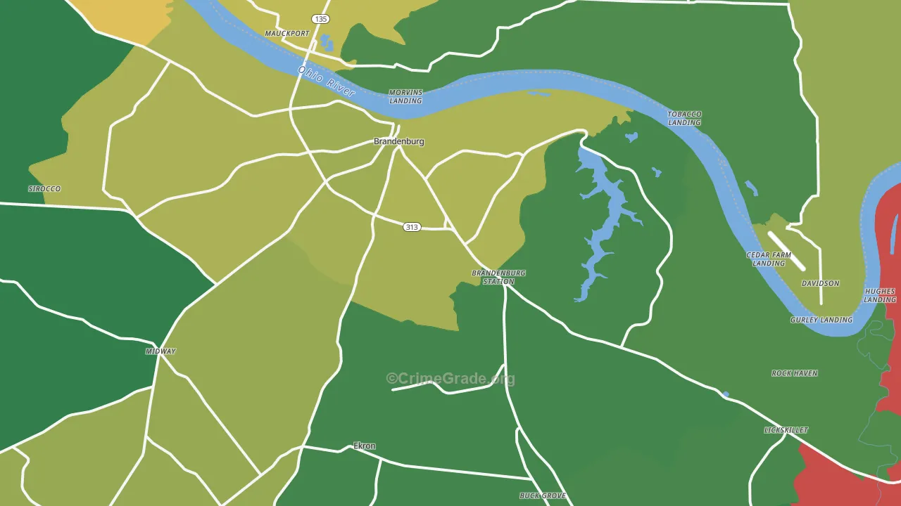 Brandenburg, KY Map of Drug-Related Crime Rates