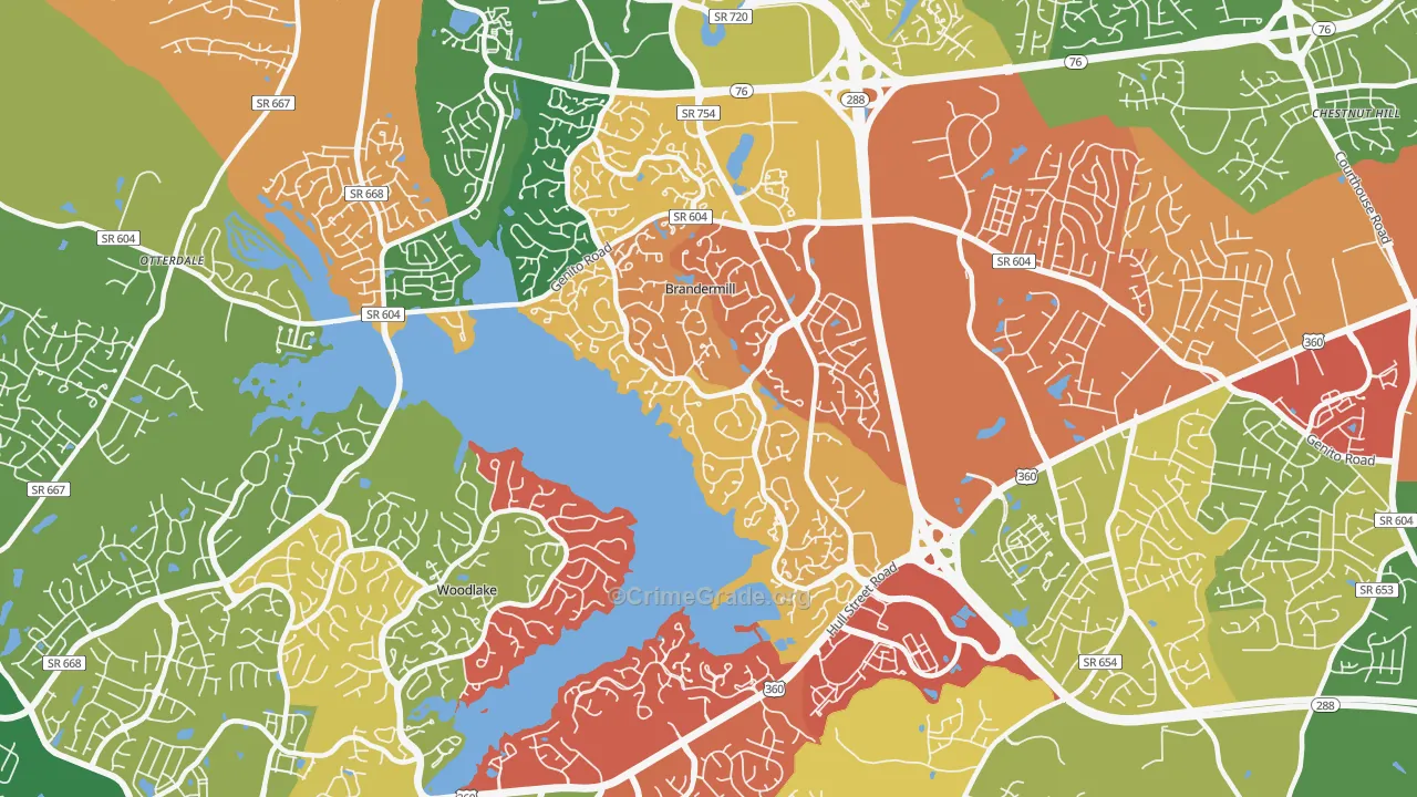 Brandermill, VA Map of Drug-Related Crime Rates