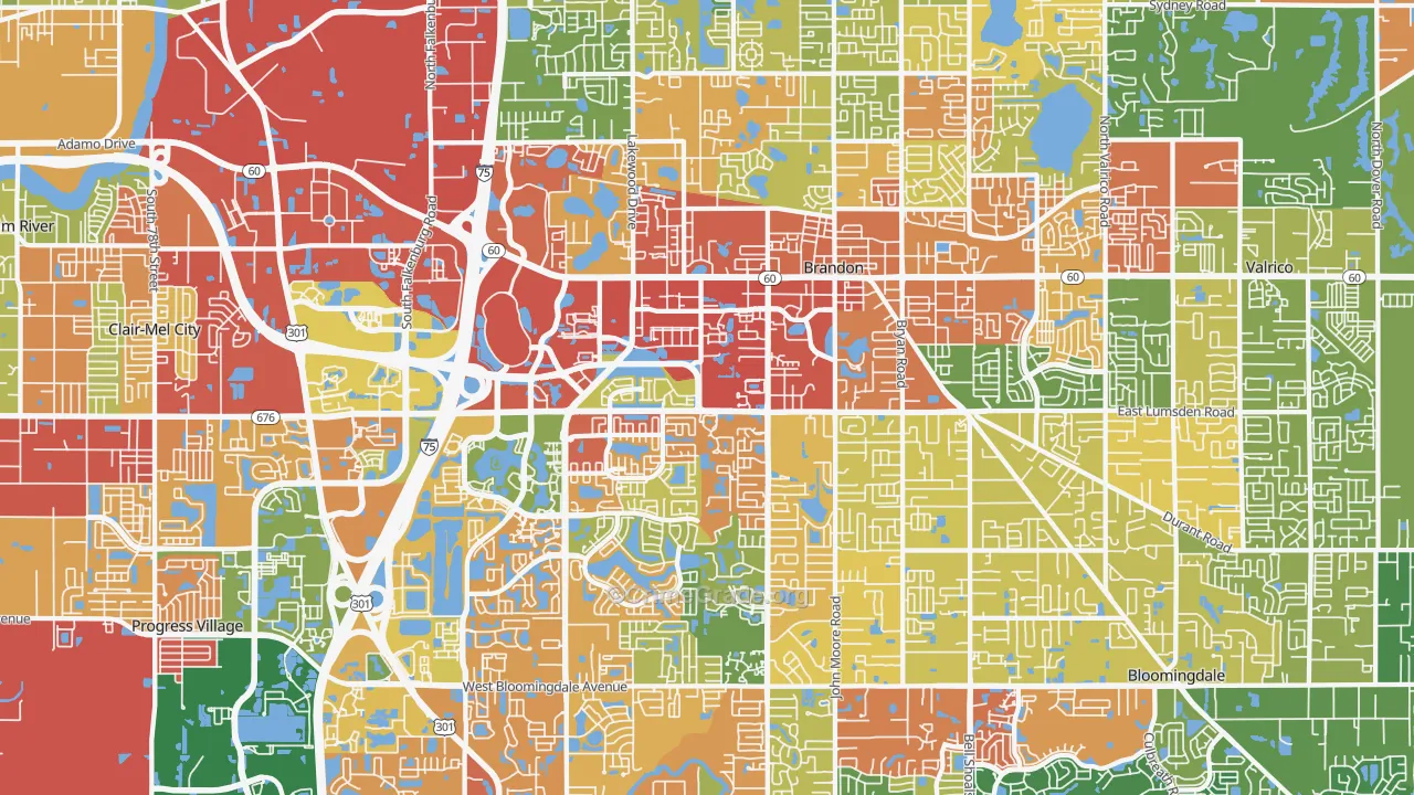 Brandon, FL Map of Drug-Related Crime Rates