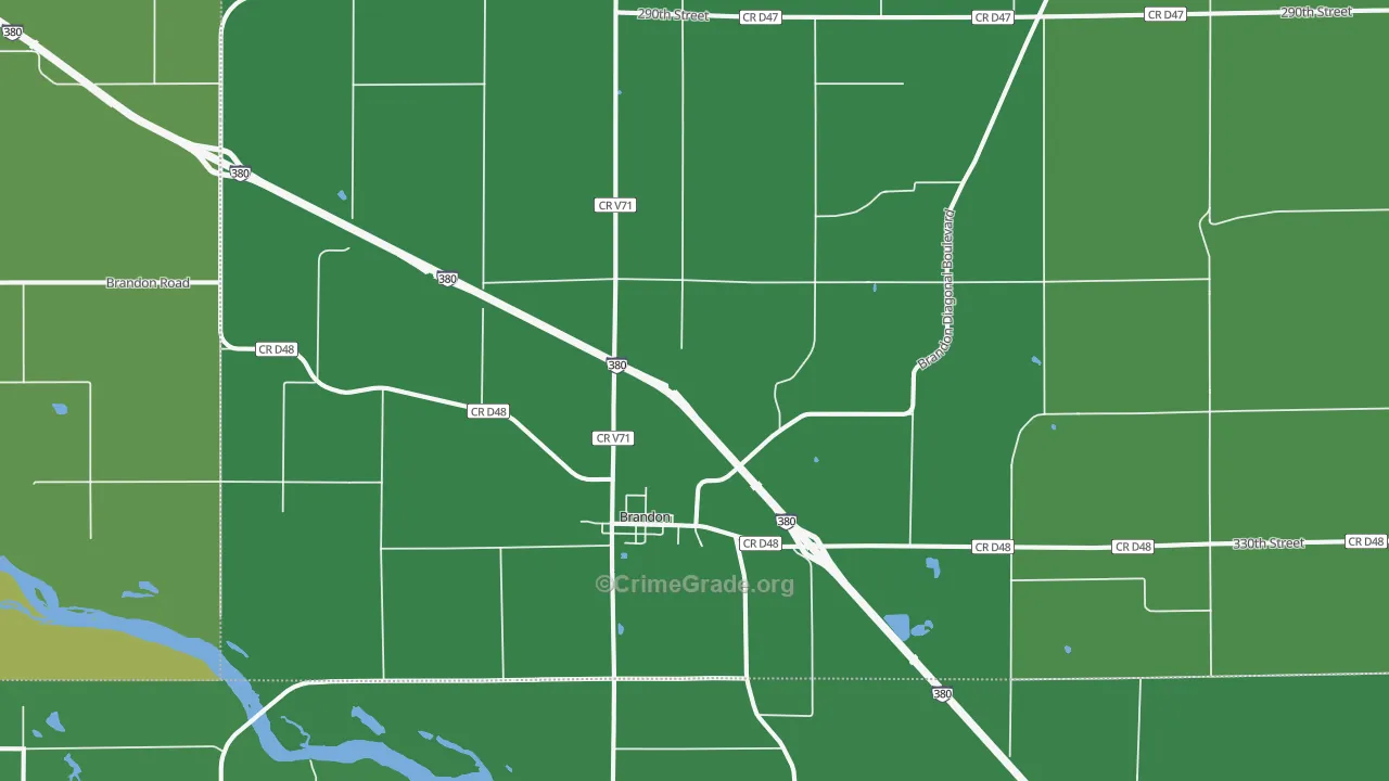 Brandon, IA Map of Drug-Related Crime Rates