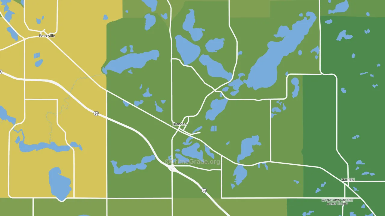 Brandon, MN Map of Drug-Related Crime Rates