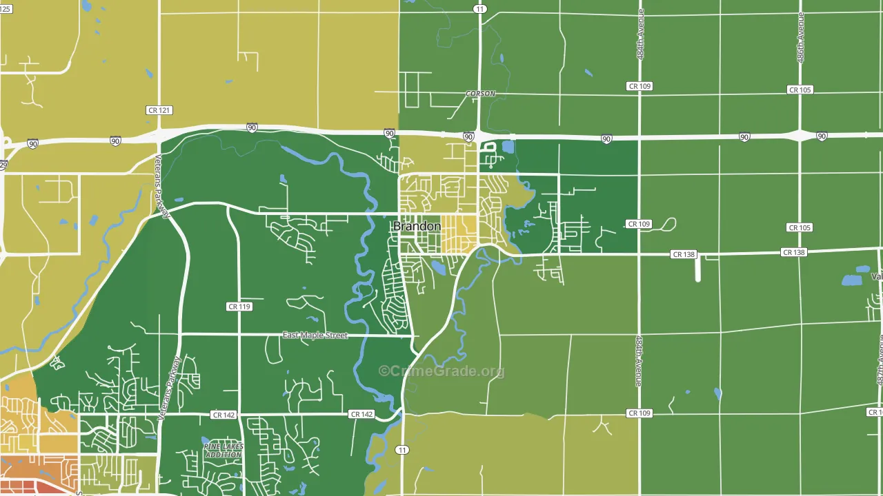 Brandon, SD Map of Drug-Related Crime Rates