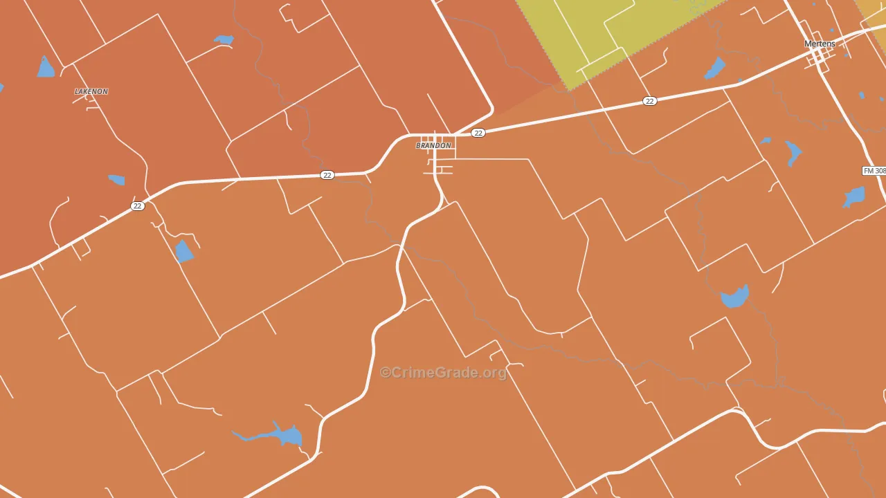 Brandon, TX Map of Drug-Related Crime Rates