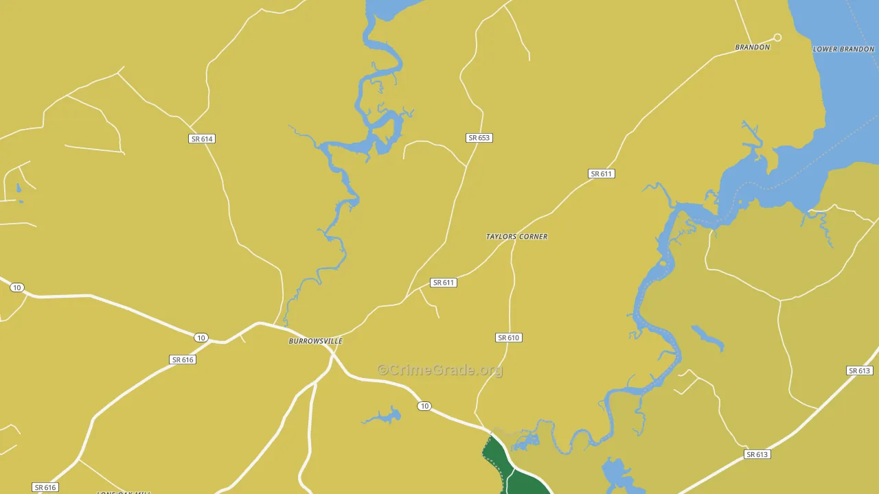 Brandon, VA Map of Drug-Related Crime Rates