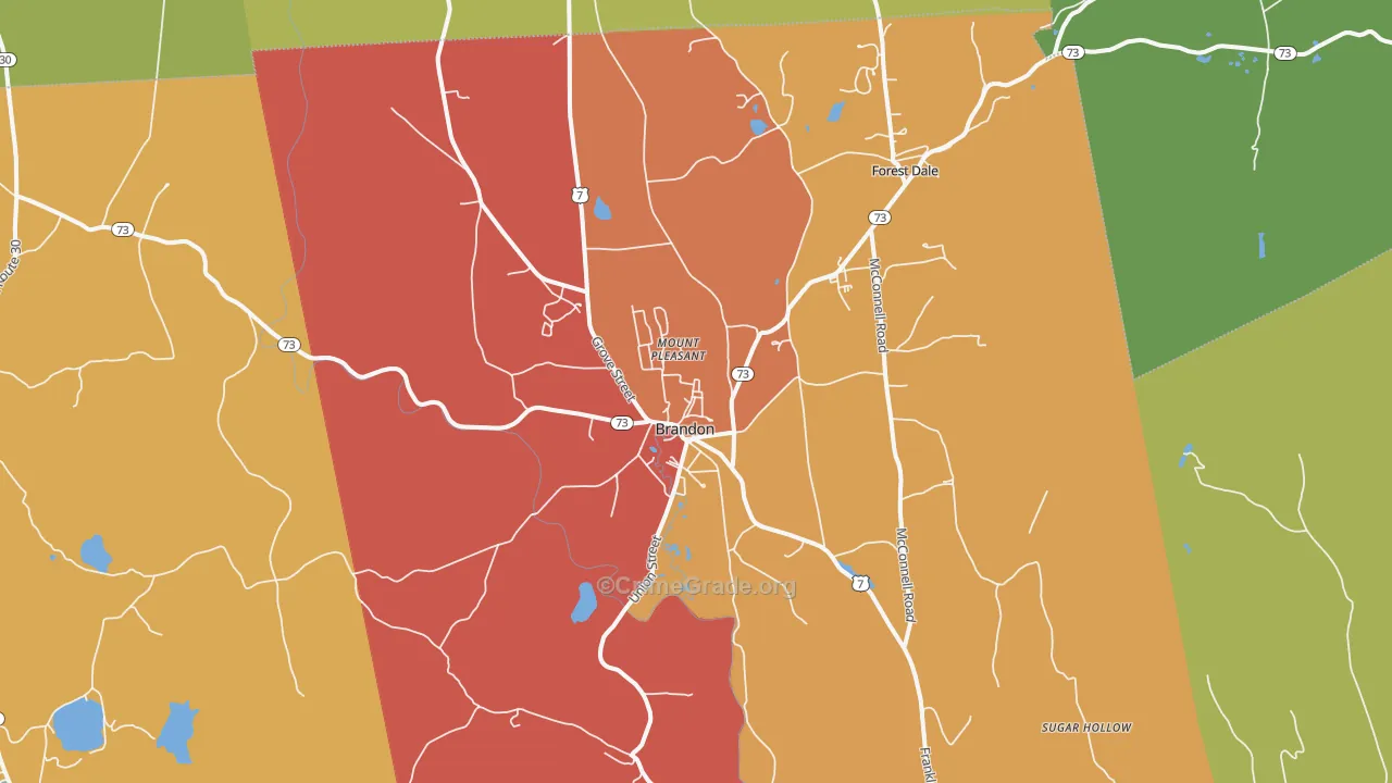 Brandon, VT Map of Drug-Related Crime Rates