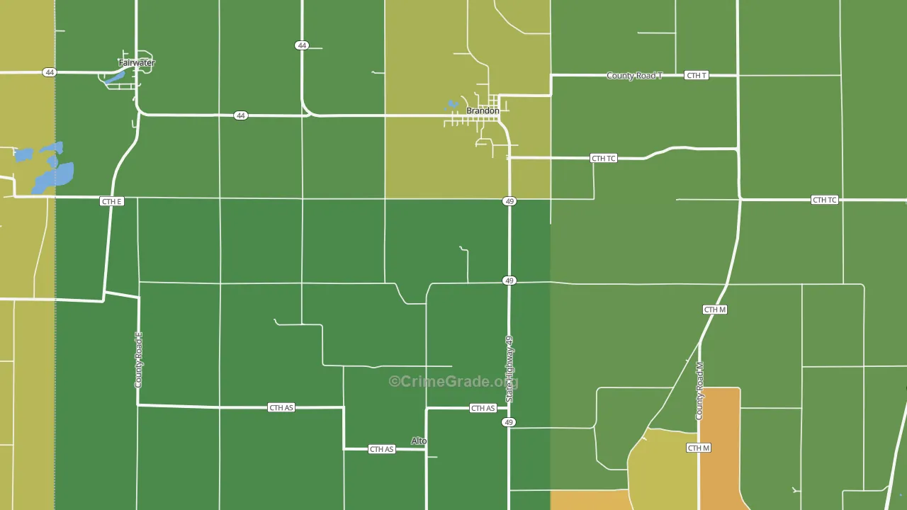 Brandon, WI Map of Drug-Related Crime Rates