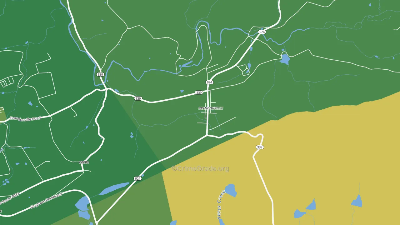 Brandonville, PA Map of Drug-Related Crime Rates
