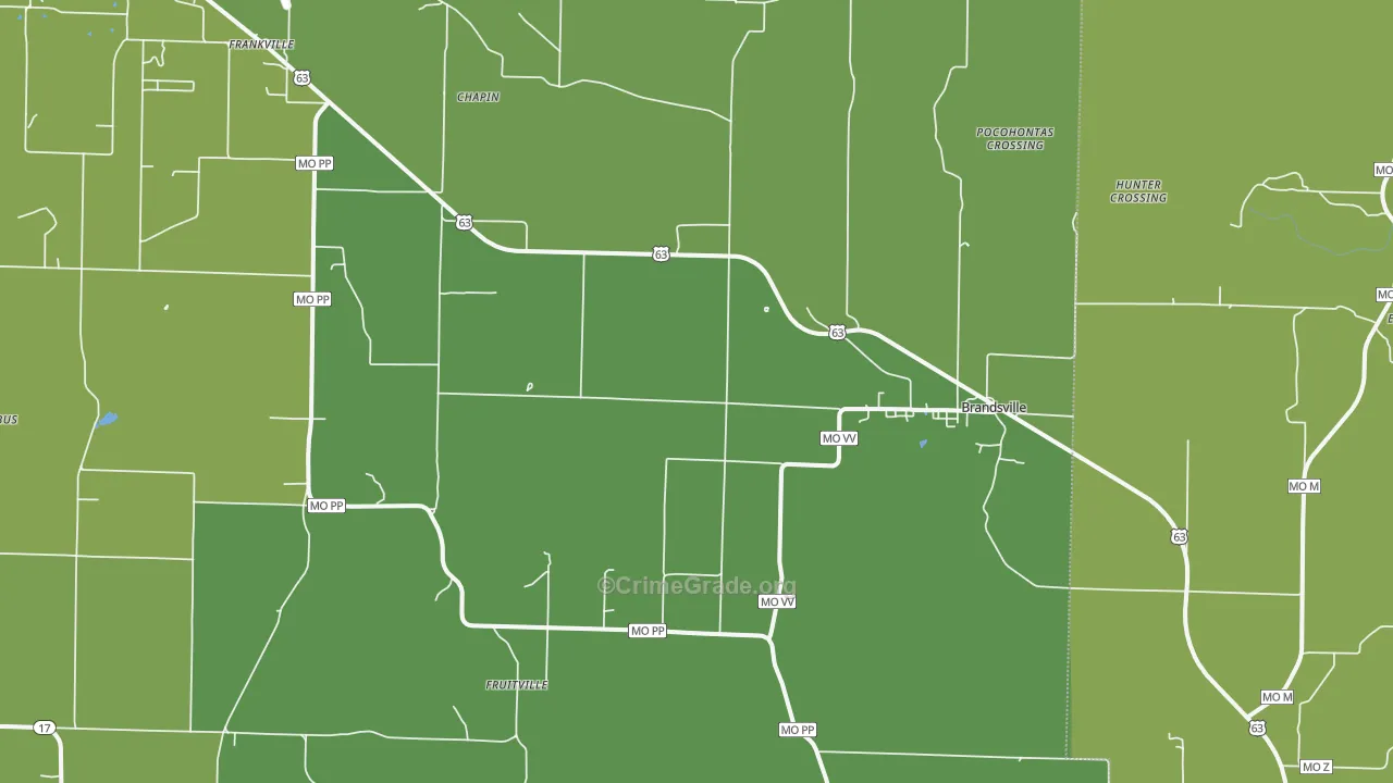 Brandsville, MO Map of Drug-Related Crime Rates