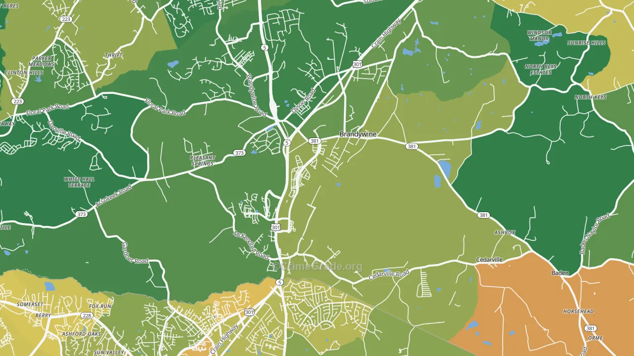 Brandywine, MD Map of Drug-Related Crime Rates