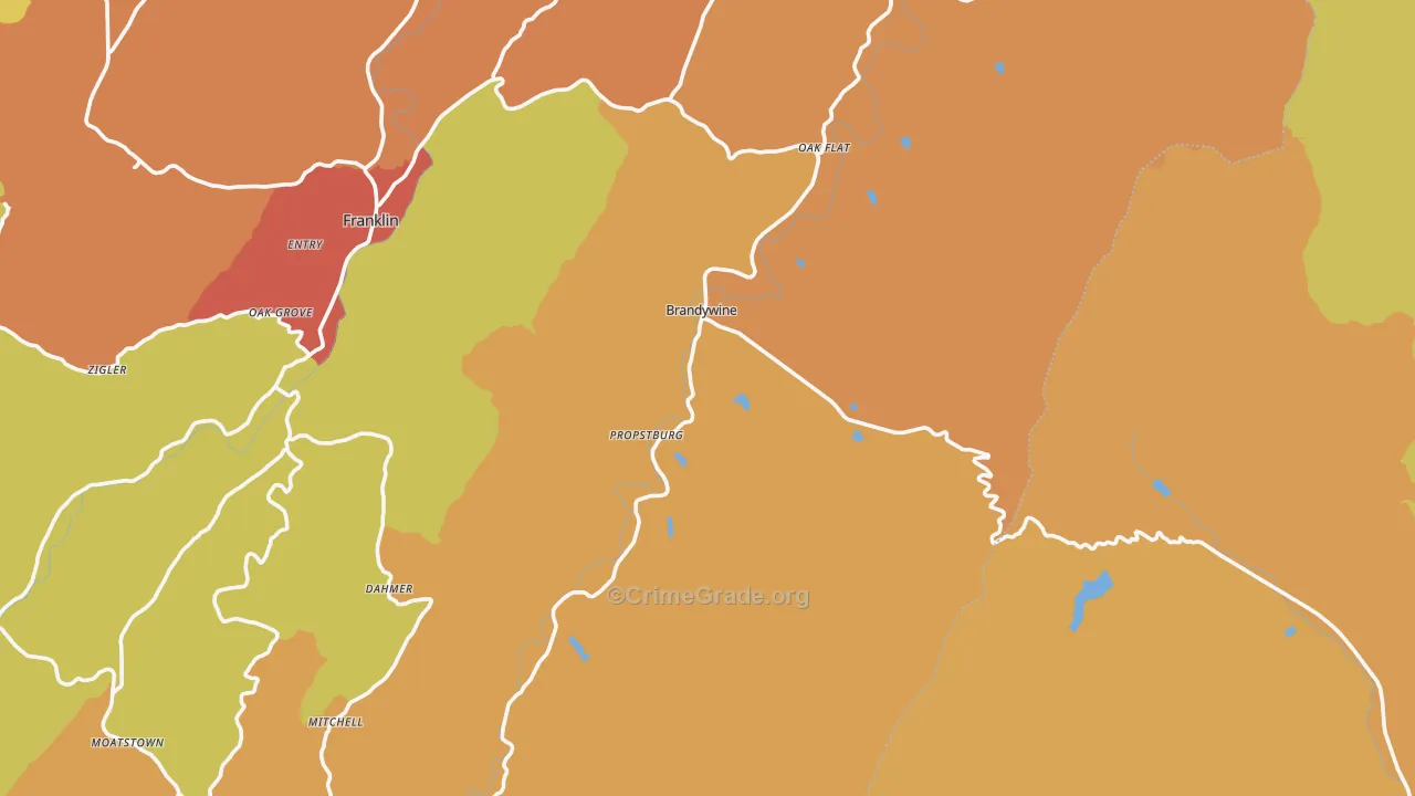 Brandywine, WV Map of Drug-Related Crime Rates