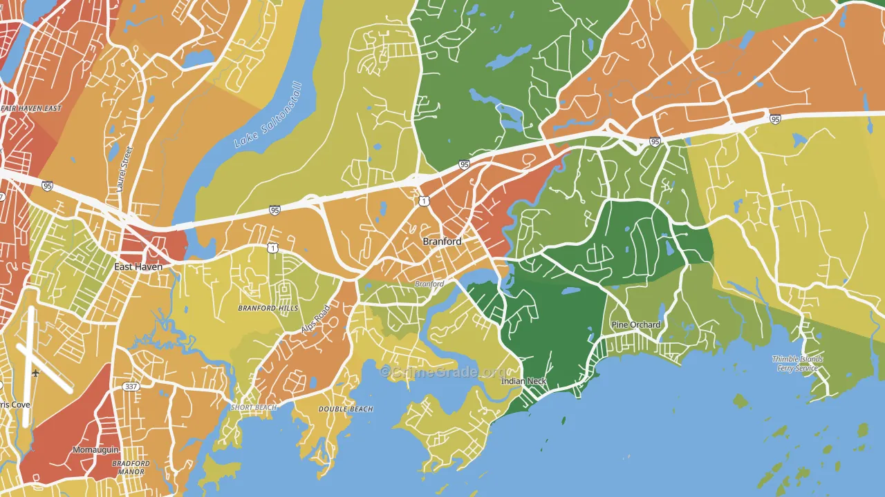 Branford Center, CT Map of Drug-Related Crime Rates