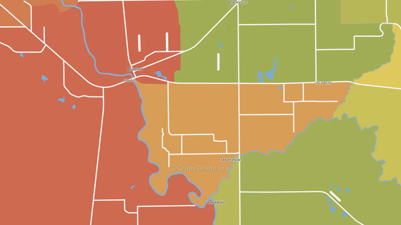 Branford, FL Map of Drug-Related Crime Rates