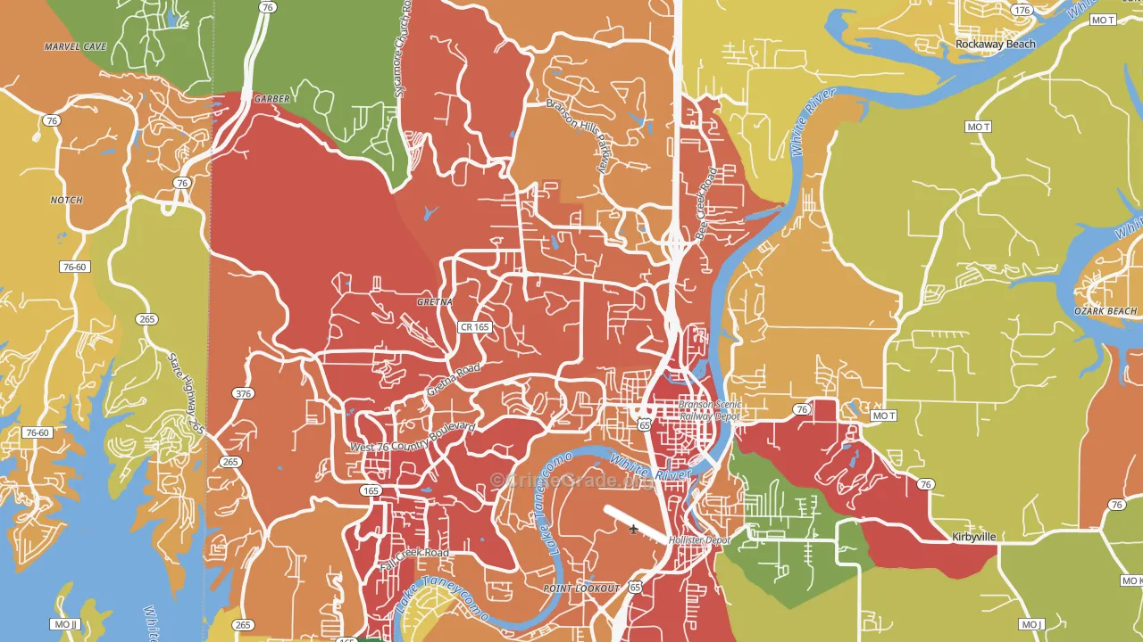 Branson, MO Map of Drug-Related Crime Rates