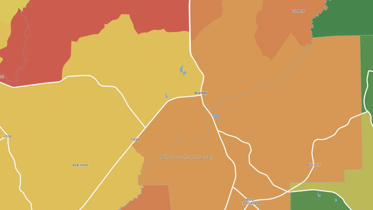 Brantley, AL Map of Drug-Related Crime Rates