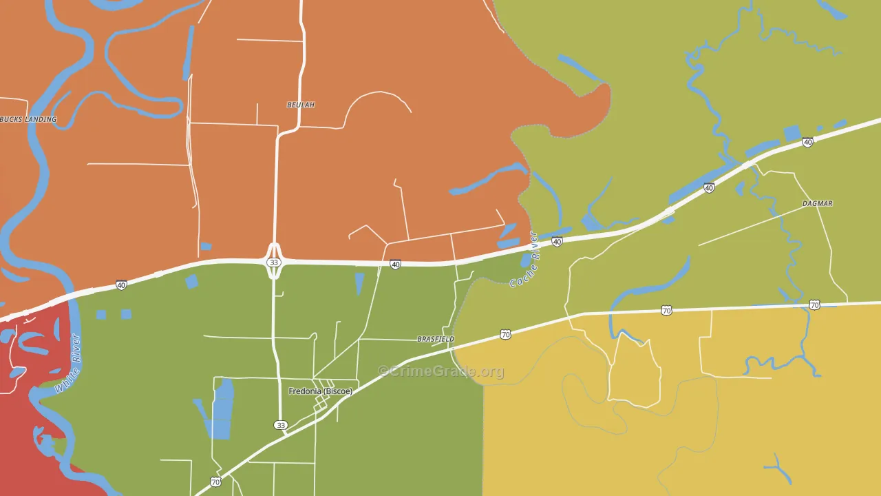 Brasfield, AR Map of Drug-Related Crime Rates