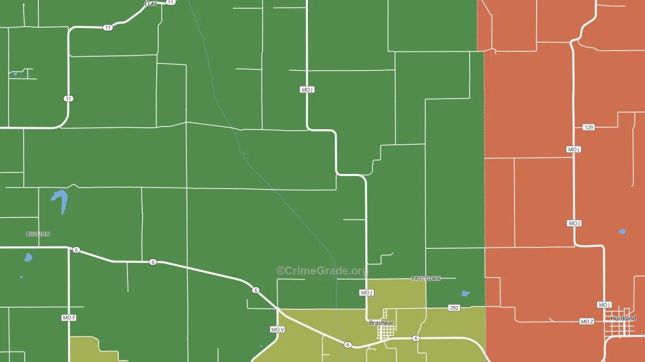 Brashear, MO Map of Drug-Related Crime Rates