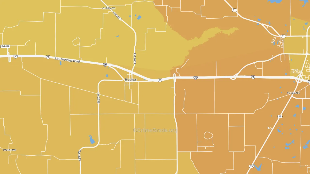 Brashear, TX Map of Drug-Related Crime Rates