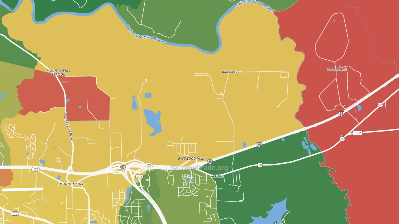 Brassell, AL Map of Drug-Related Crime Rates