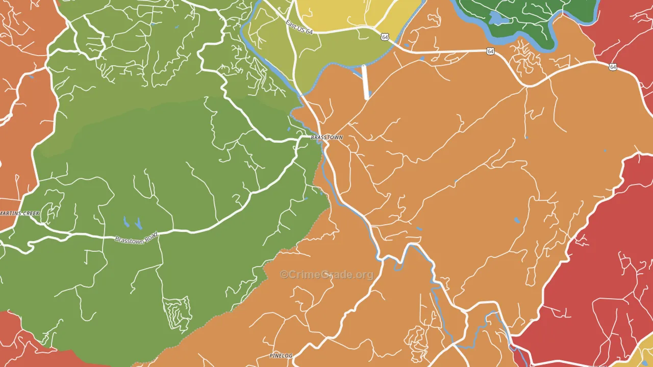 Brasstown, NC Map of Drug-Related Crime Rates