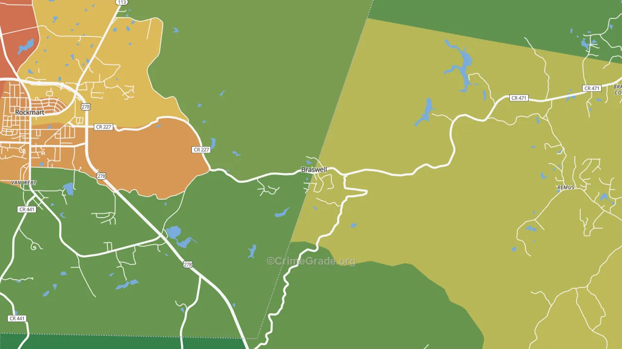 Braswell, GA Map of Drug-Related Crime Rates