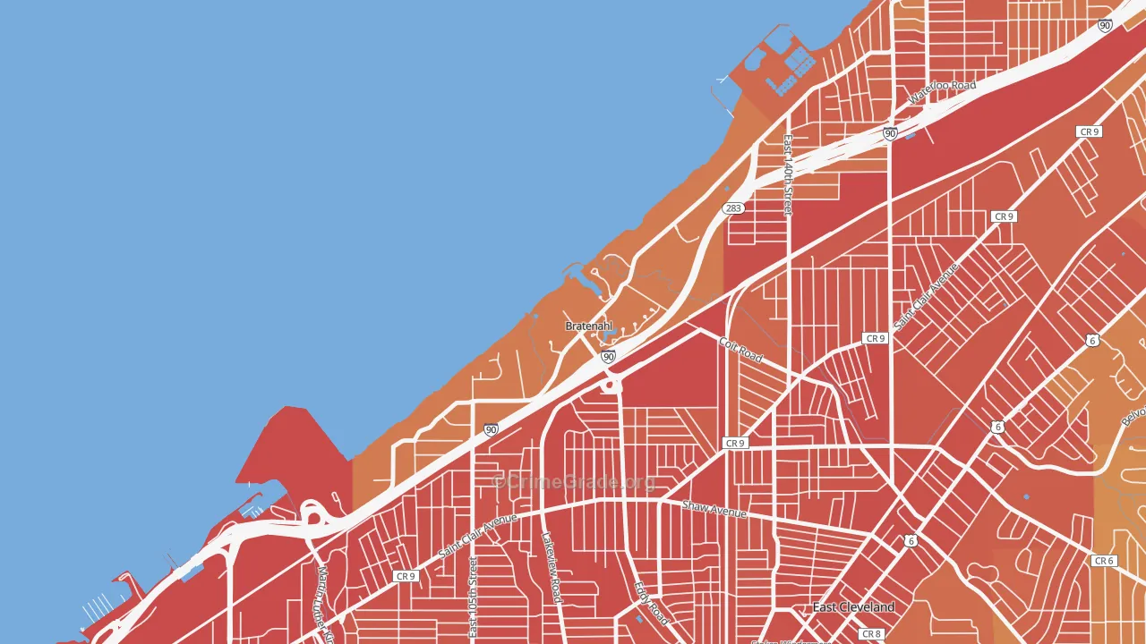 Bratenahl, OH Map of Drug-Related Crime Rates