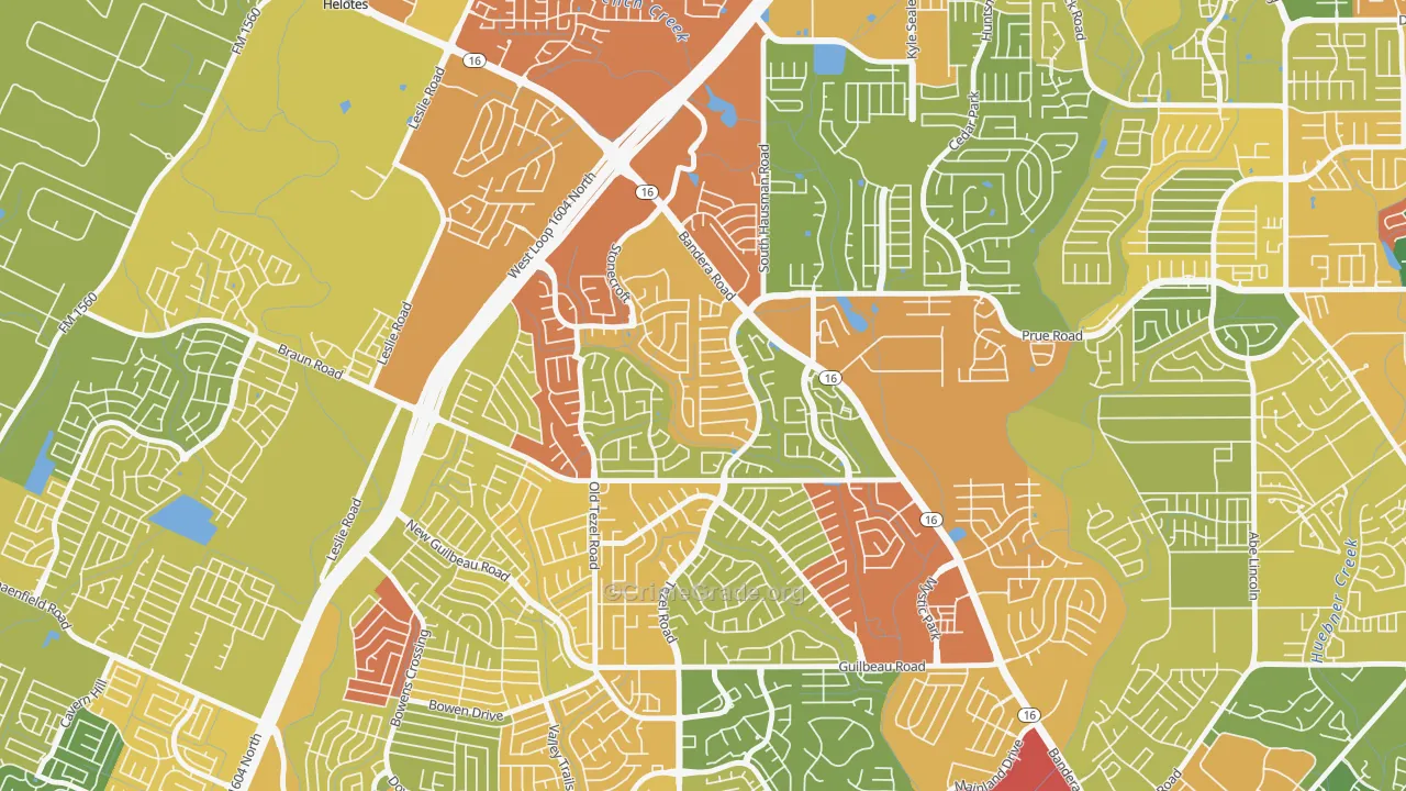 Braun's Farm, San Antonio, TX Map of Drug-Related Crime Rates