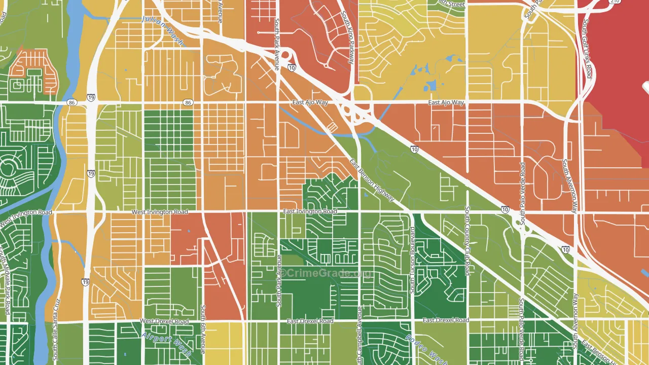 Bravo Park Lane, Tucson, AZ Map of Drug-Related Crime Rates