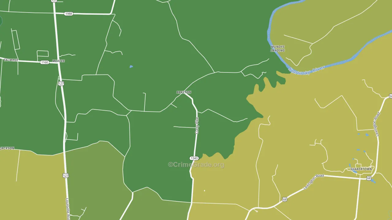 Braxton, KY Map of Drug-Related Crime Rates