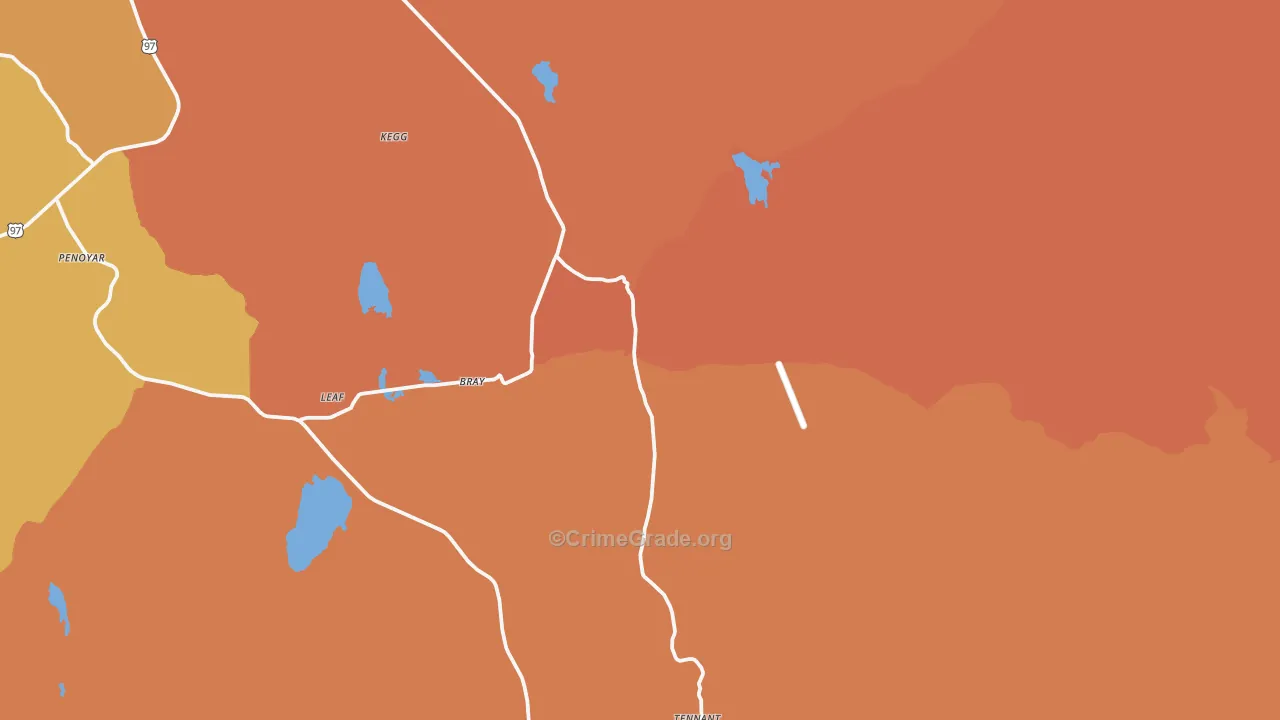 Bray, CA Map of Drug-Related Crime Rates