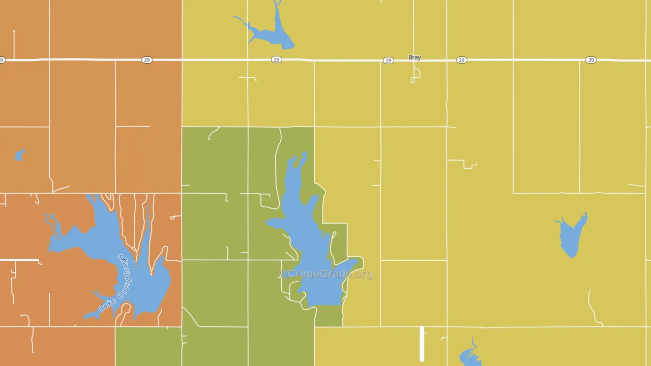 Bray, OK Map of Drug-Related Crime Rates